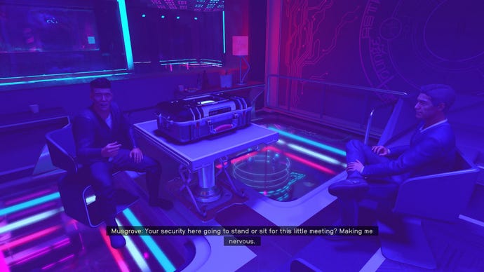 The seller Musgrove in the Astral Lounge, Neon in Starfield.