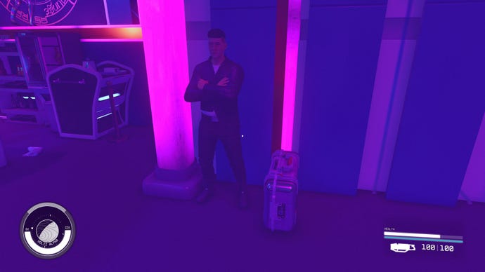 The seller Musgrove in the Astral Lounge, Neon in Starfield.