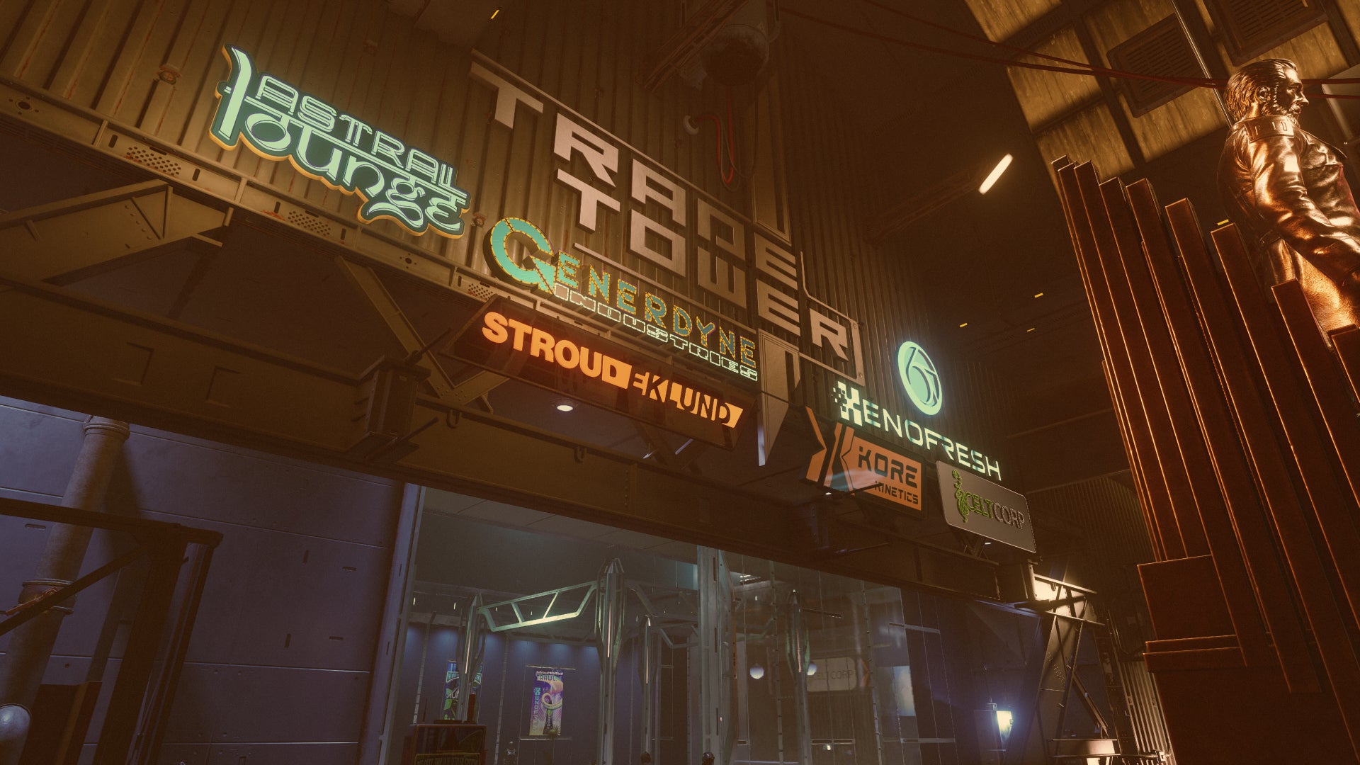 Trade Tower on Neon in Starfield.