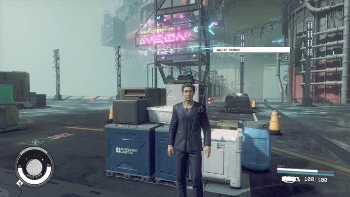 Walter Stroud meets you at Neon in Starfield.