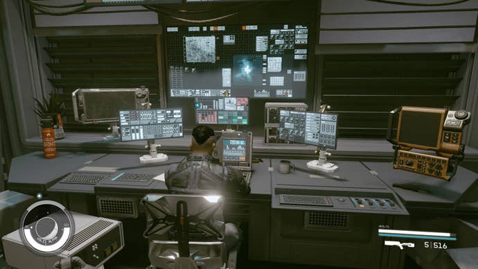 Nyx decrypts files from Ruyjin Industries at his apartment in Starfield.