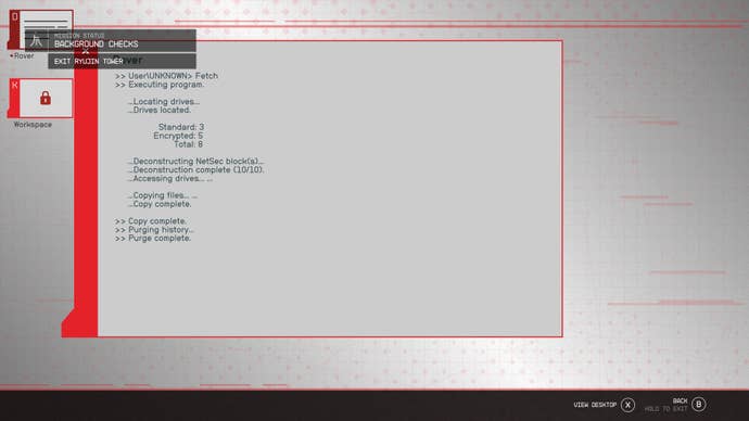 Running the program from Nyx on Ularu Chen’s computer at Ruyjin Industries in Starfield.