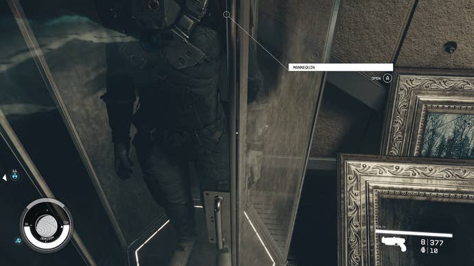 A character breaking into the display case holding the Mark 1 Constellation armor set in Starfield