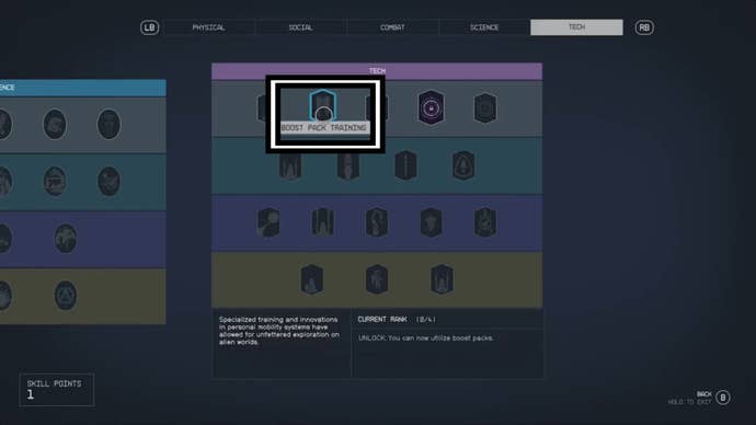 starfield boostpack training skill highlighted tech screen