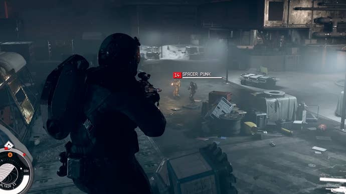 Starfield gameplay trailer screenshot of a Space Punk enemy