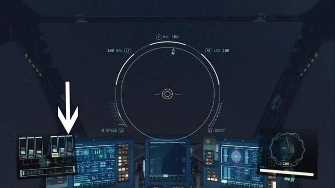 starfield first person pov ship grav drive system indicator