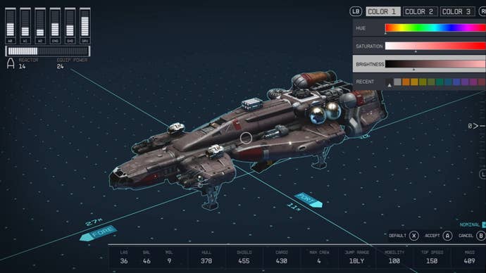 starfield frontier ship colour customisation menu