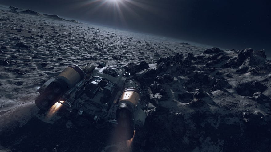 Ship descends onto a planet in Starfield.