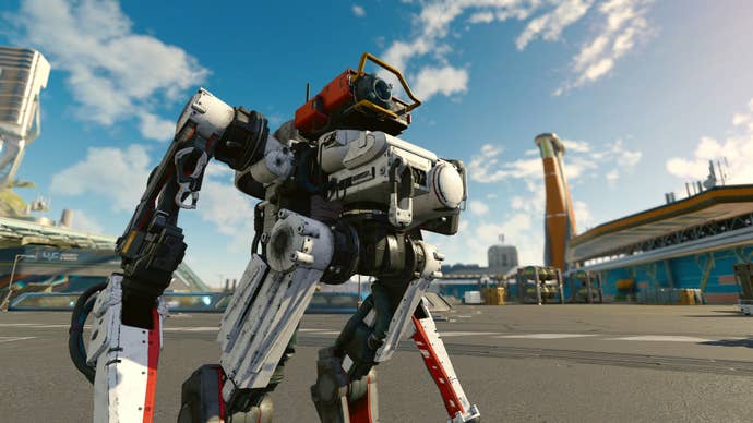 A side-on heroic shot of VASCO the robot in Starfield.