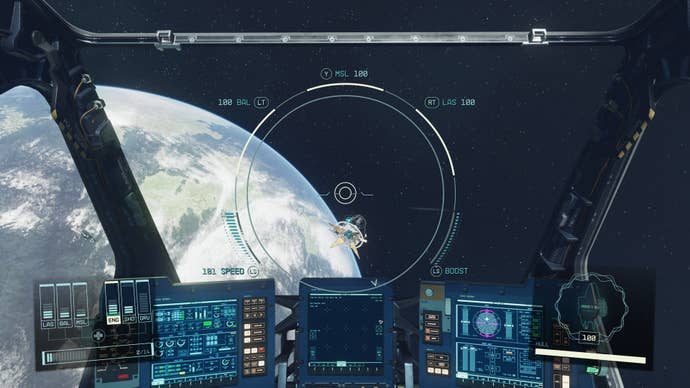 The Eye orbits around Jemison, Alpha Centauri in Starfield.