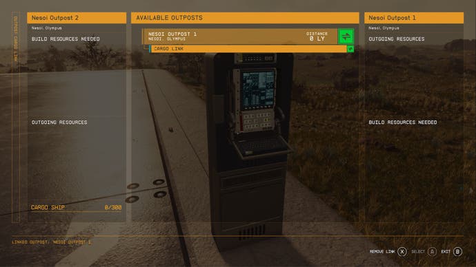 starfield linked up cargo links control panel menu
