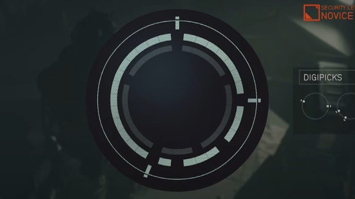 A partially complete lockpicking minigame puzzle in Starfield.