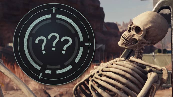 A Starfield lockpicking puzzle layered atop a screenshot of a skeleton resting on a metal structure outdoors.