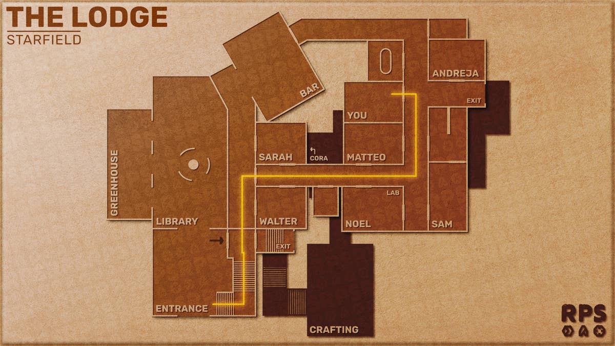 Starfield Lodge location map: Where is your room in The Lodge