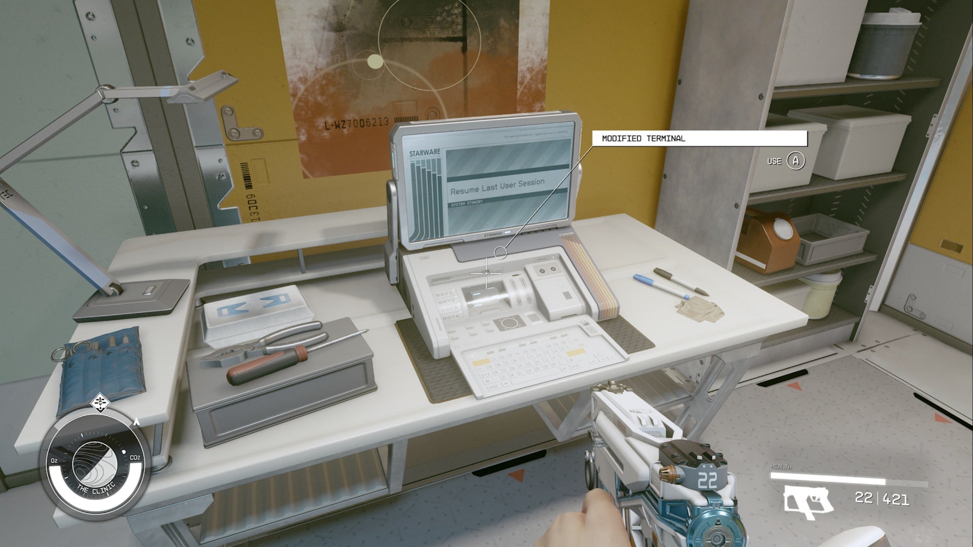 starfield maya cruz clinic room clue one user terminal