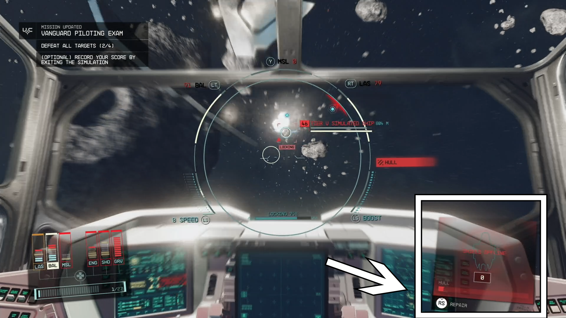 starfield mid-fight ship hull need repairs control