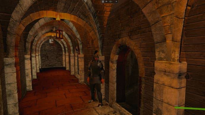 An Imperial guard outside of Ronaldmcdonld’s Starfield recreation of Oblivion’s prison cell.