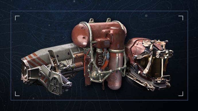 Promotional artwork for the Starfield Old Mars Skin Pack items included with the pre-order bonus.