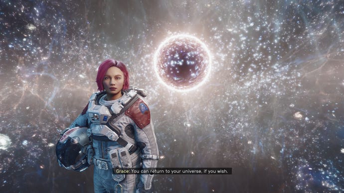 Players will engage in dialogue with a version of themselves in front of the orb to enter Unity in Starfield.