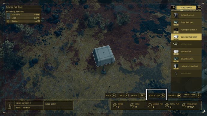 starfield outpost building toggle view option
