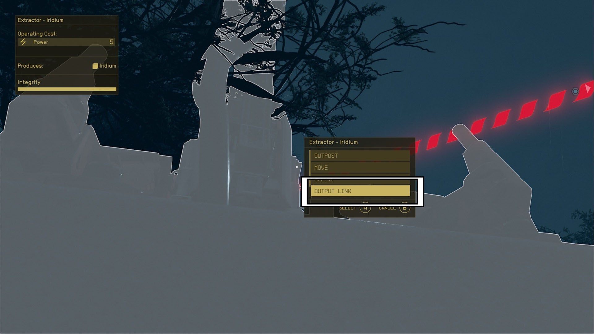 starfield outpost create output link option