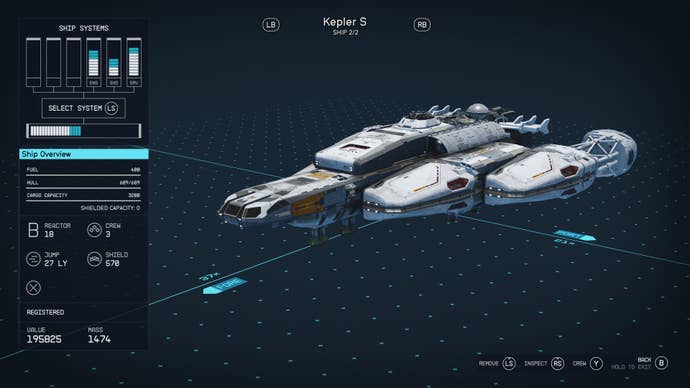 The Kepler S ship in Starfield.