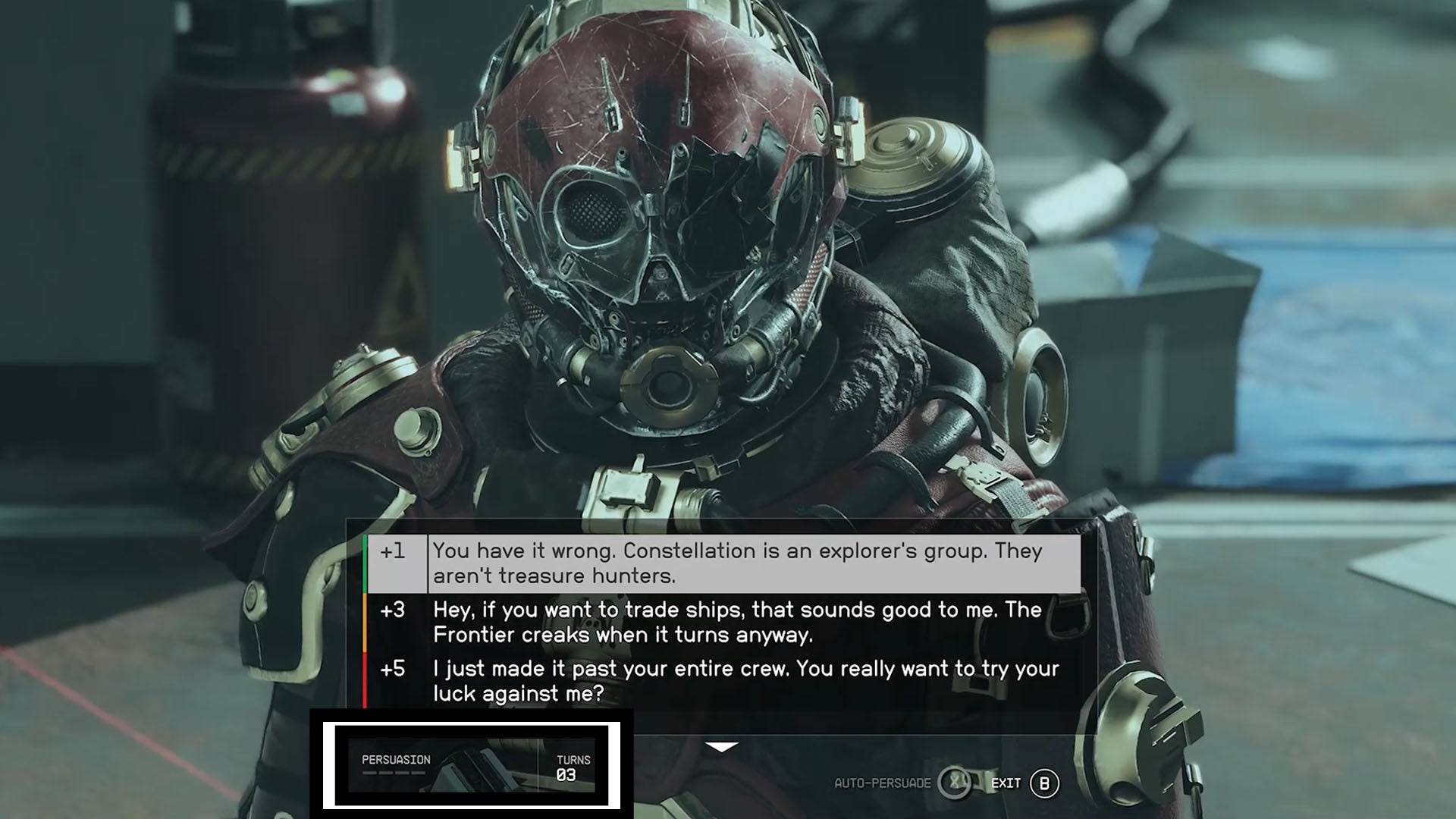 starfield persuasion menu persuasion bar and turns counter
