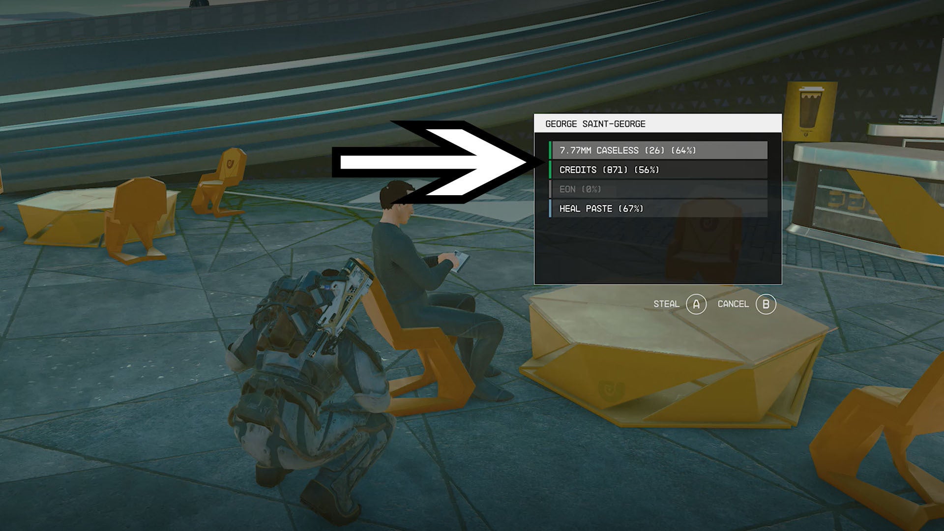 starfield pickpocket character inventory green items