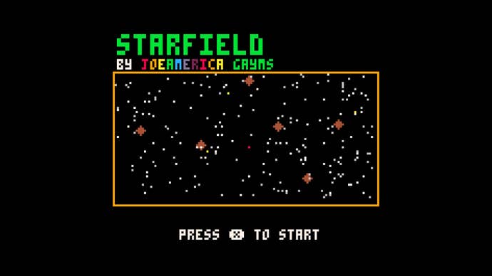 The title screen for Pico-8 game Starfield