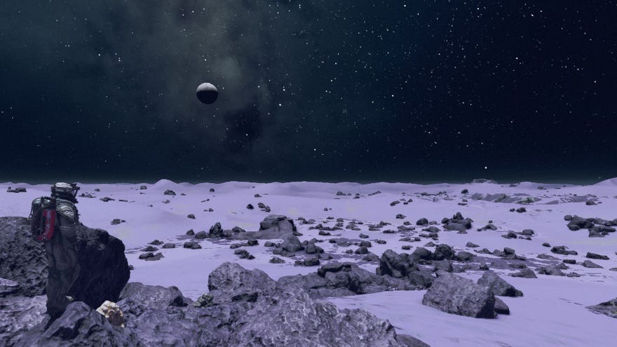 The planet Danra in Starfield, which resembles a lilac-ish rocky desert