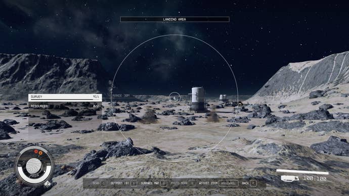 Approaching a mining installation on the otherwise barren planet Podius in Starfield