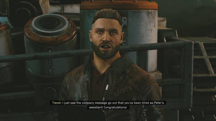 Trevor Petyarre congratulates you on the executive assistant position in Starfield.