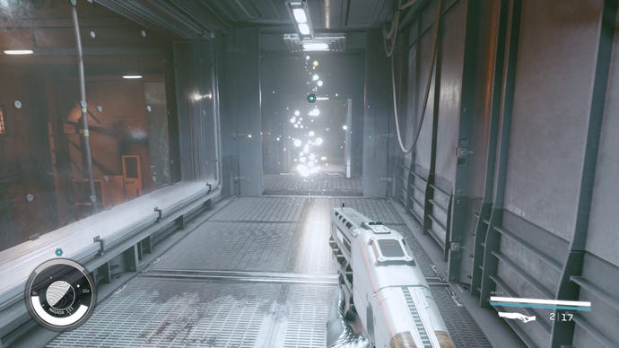 Another glittering anomaly appears in the middle of a corridor in Starfield.