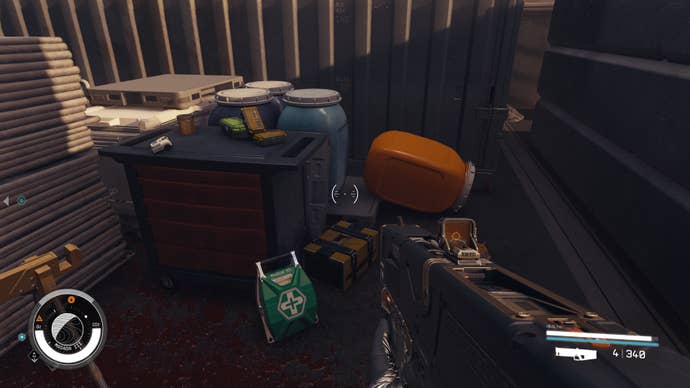A selection of important loot including a Med Pack, ammo, and a Trauma Pack in Starfield.