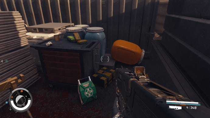 A selection of important loot including a Med Pack, ammo, and a Trauma Pack in Starfield.