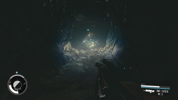 The glittering anomaly appears again at the end of a tunnel in the cave system for players to leave in Starfield.