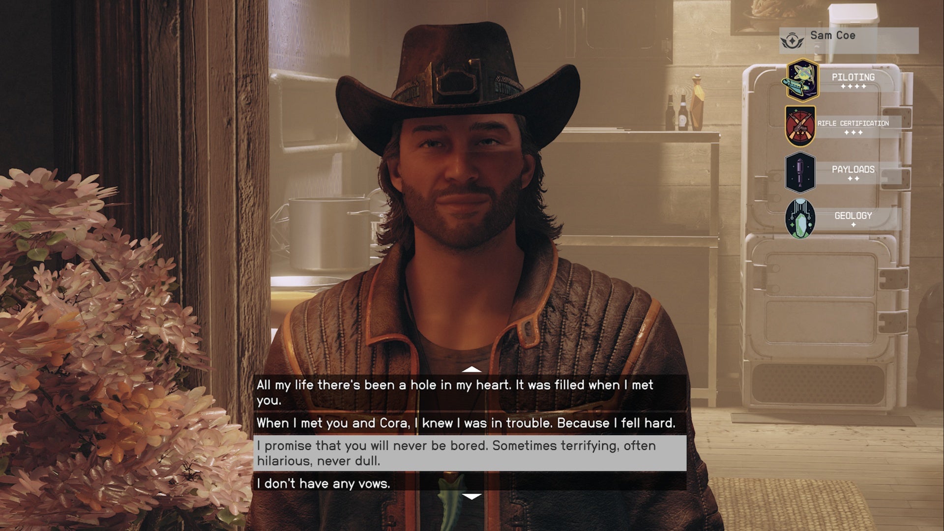 starfield sam coe marriage vows