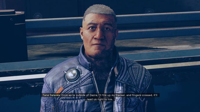 Tane Salavea talks to the player in Starfield's Shattered Space DLC.