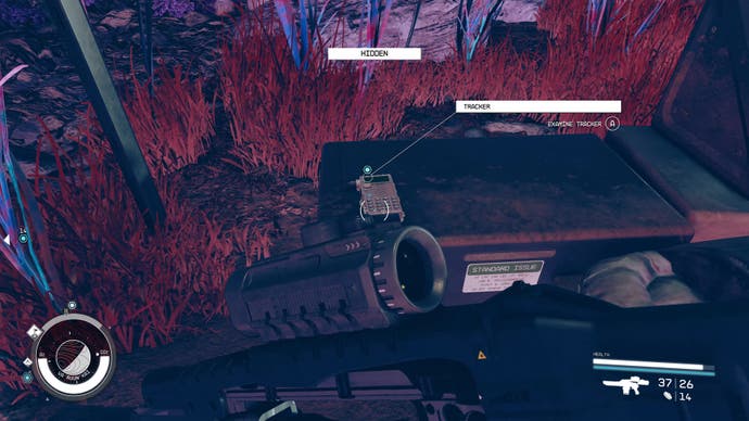 A screenshot of Vaeric's tracker in the Abandoned Camp in Starfield's Shattered Space DLC.