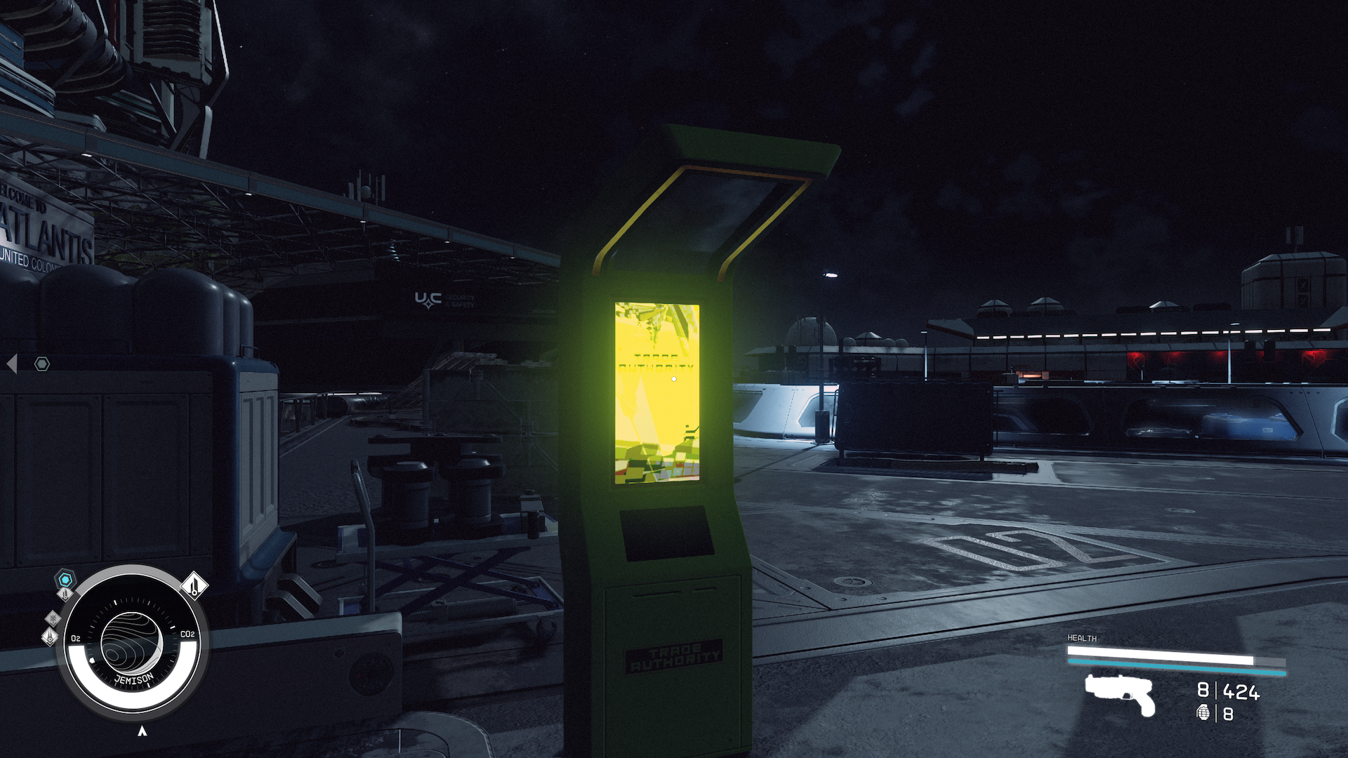 A kiosk in New Atlantis spaceport used for selling items in Starfield