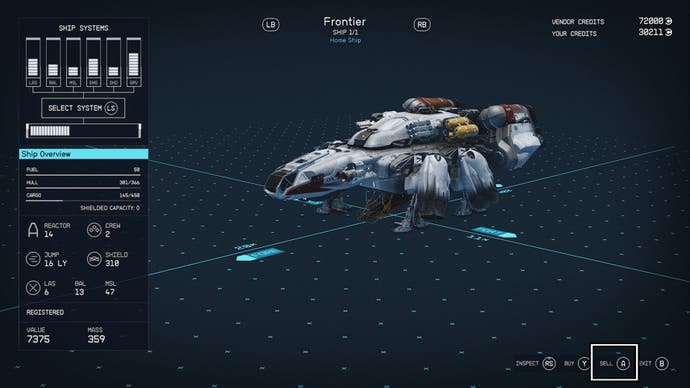 starfield sell own ship prompt ship overview