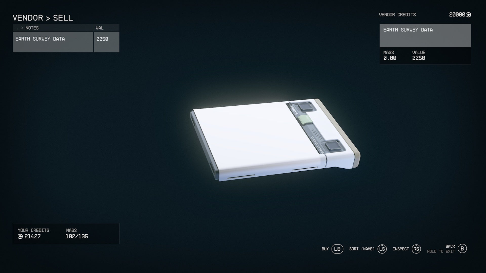 starfield sell survey data complete earth data module