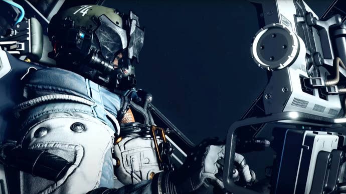 An astronaut pilots a ship in Starfield.