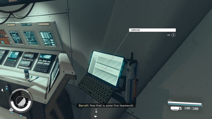 Test up the computer for Barrett in Starfield.