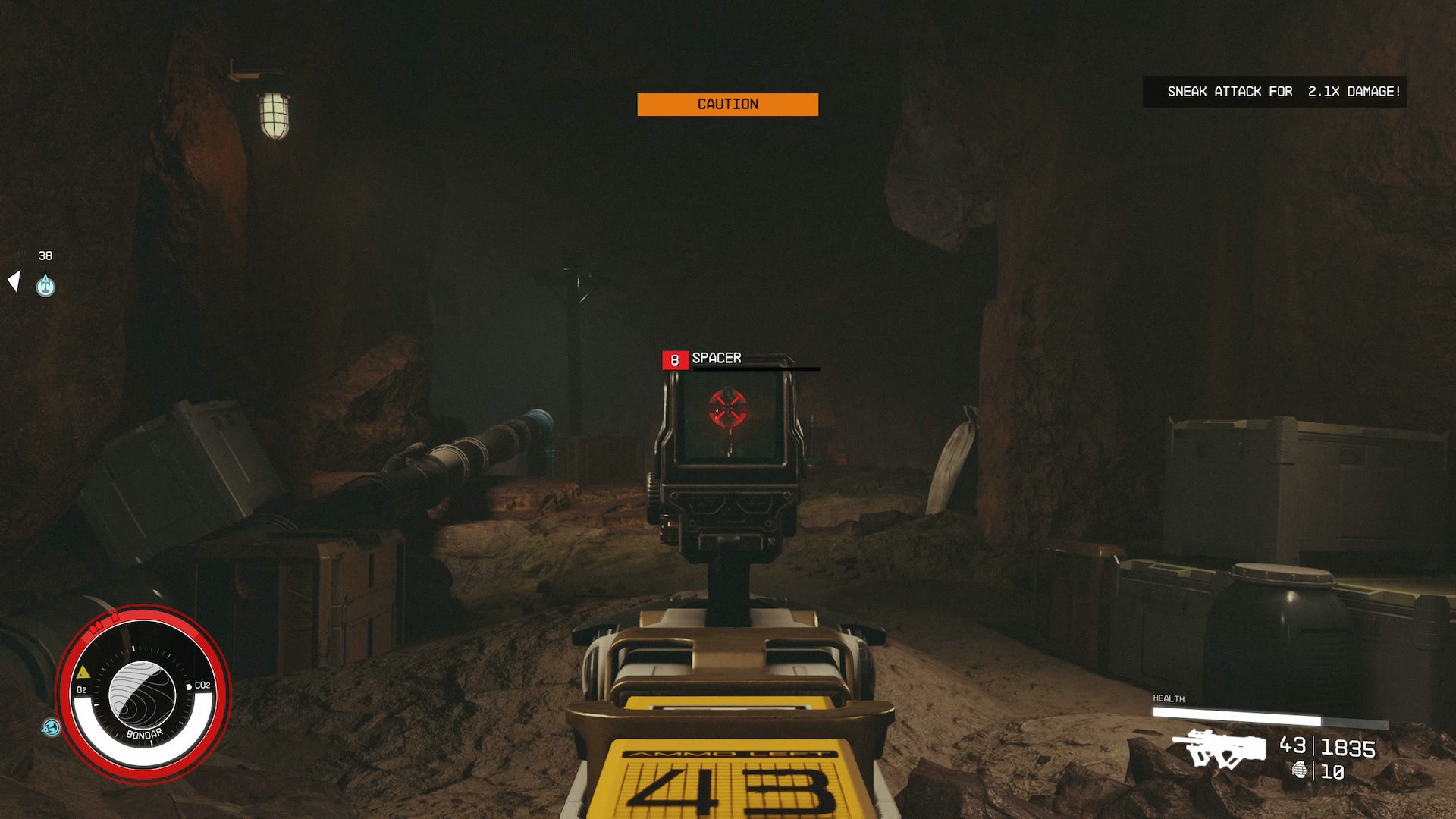 A character performing a sneak attack on an unsuspecting Spacer in Starfield - 1