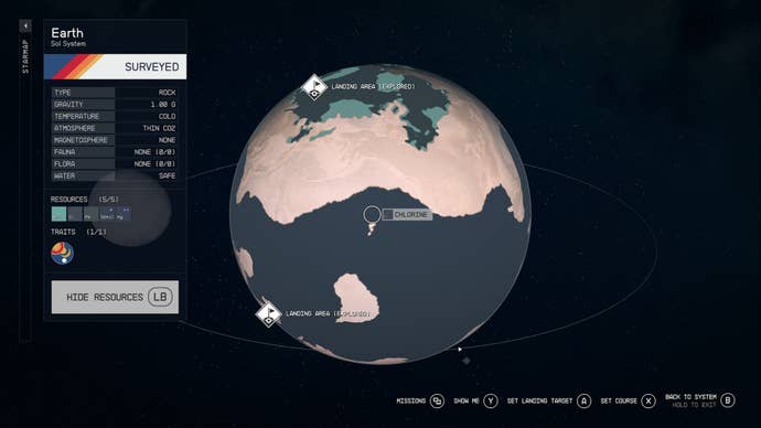 starfield star map view of completely surveyed earth