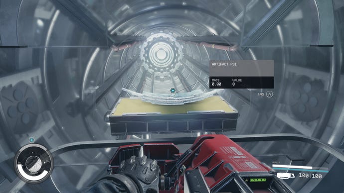 Artifact Psi emerges from a chamber in Starfield.