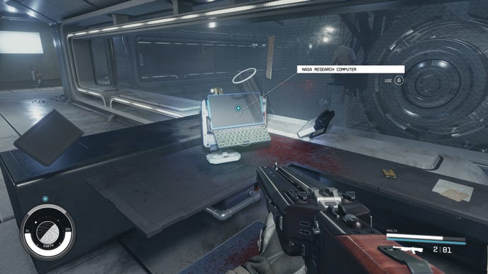 The NASA maintenance key lays on the desk next to the computer above Victor Aiza’s body in Starfield.