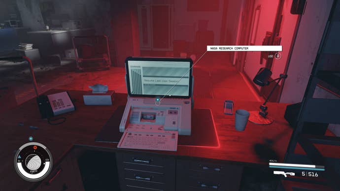 The NASA Research Computer sits on a desk in an abandoned office in Starfield.