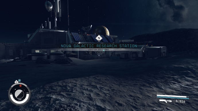The Nova Galactic Research Station building on Luna, Earth's Moon in Starfield.